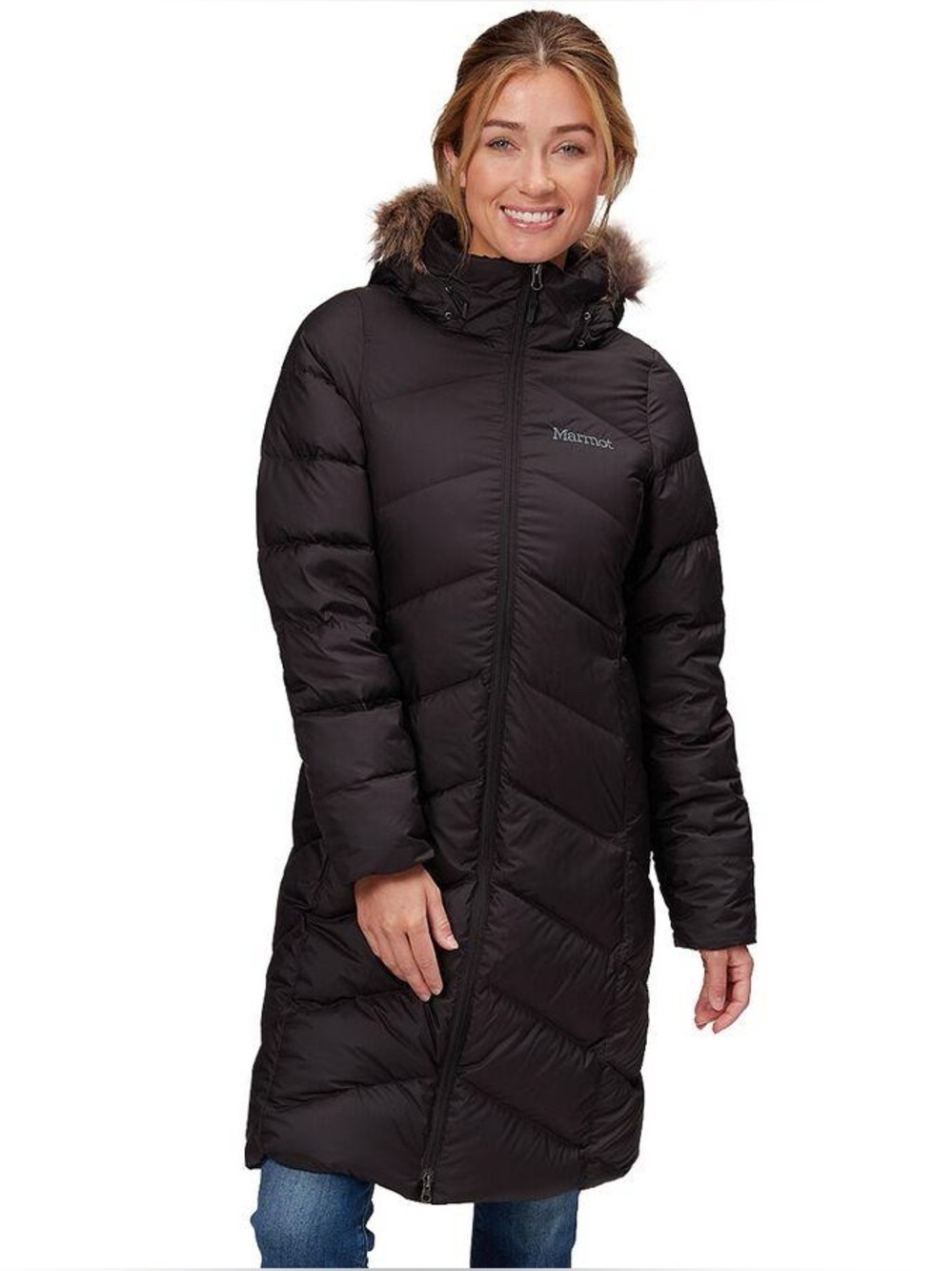 Marmot Montreal 700 Fill Down Long Puffer Coat Black Medium